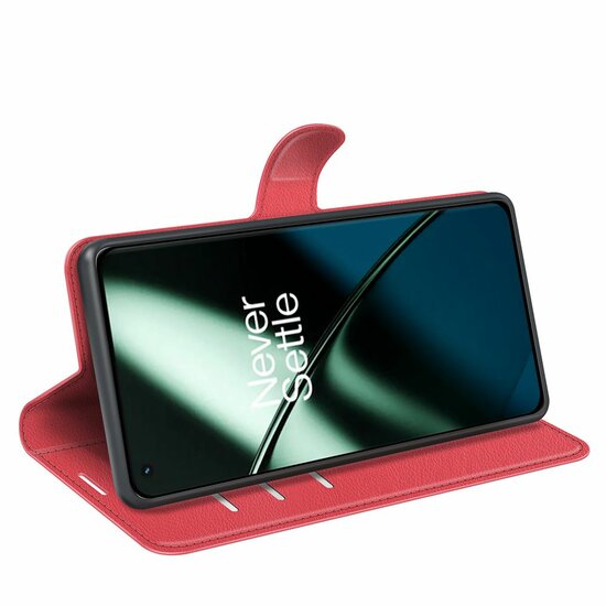 OnePlus 11 Hoesje, MobyDefend Kunstleren Wallet Book Case (Sluiting Voorkant), Rood