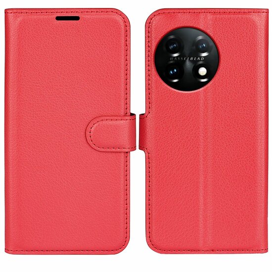 OnePlus 11 Hoesje - MobyDefend Kunstleren Wallet Book Case (Sluiting Voorkant) - Rood
