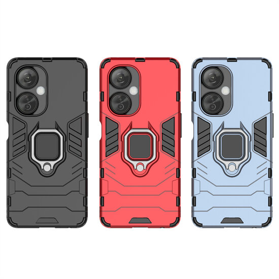 OnePlus Nord CE 3 Lite Hoesje - MobyDefend Dubbelgelaagde Pantsercase Met Standaard - Zwart