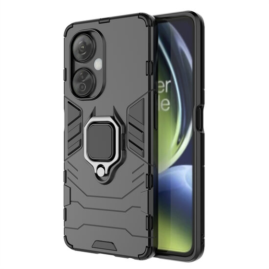 OnePlus Nord CE 3 Lite Hoesje - MobyDefend Dubbelgelaagde Pantsercase Met Standaard - Zwart