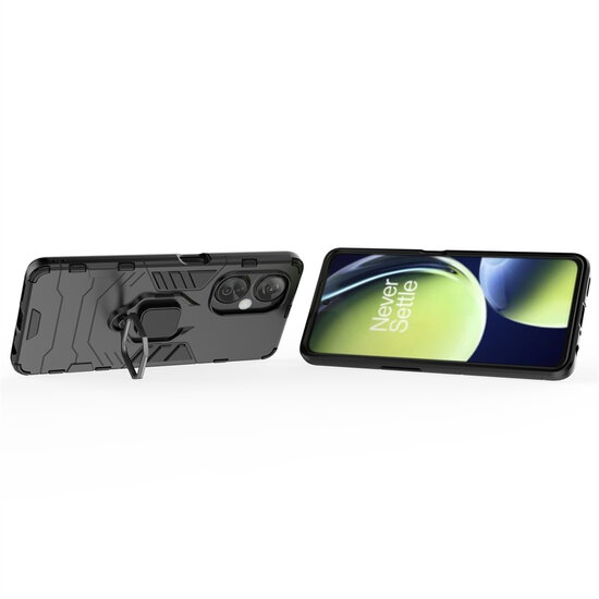 OnePlus Nord CE 3 Lite Hoesje - MobyDefend Dubbelgelaagde Pantsercase Met Standaard - Blauw