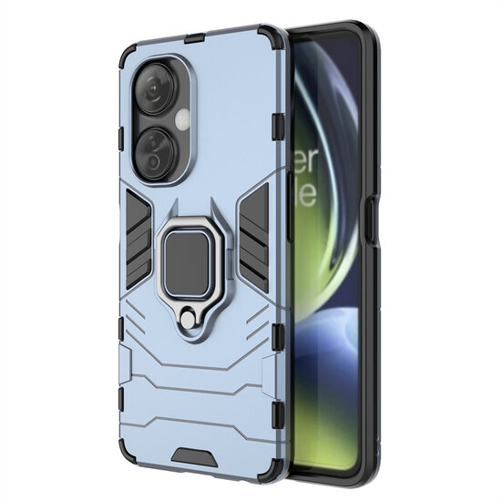 OnePlus Nord CE 3 Lite Hoesje - MobyDefend Dubbelgelaagde Pantsercase Met Standaard - Blauw