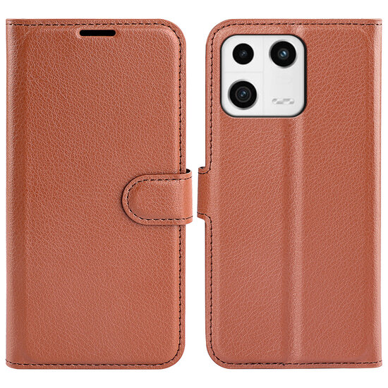 Xiaomi 13 Hoesje - MobyDefend Kunstleren Wallet Book Case (Sluiting Voorkant) - Bruin