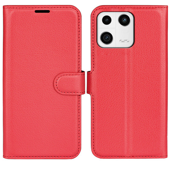 Xiaomi 13 Hoesje, MobyDefend Kunstleren Wallet Book Case (Sluiting Voorkant), Rood