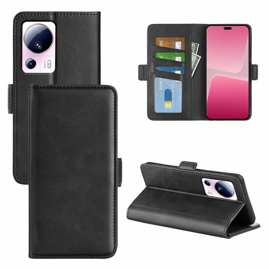 Xiaomi 13 Lite Hoesje, MobyDefend Luxe Wallet Book Case (Sluiting Zijkant), Zwart