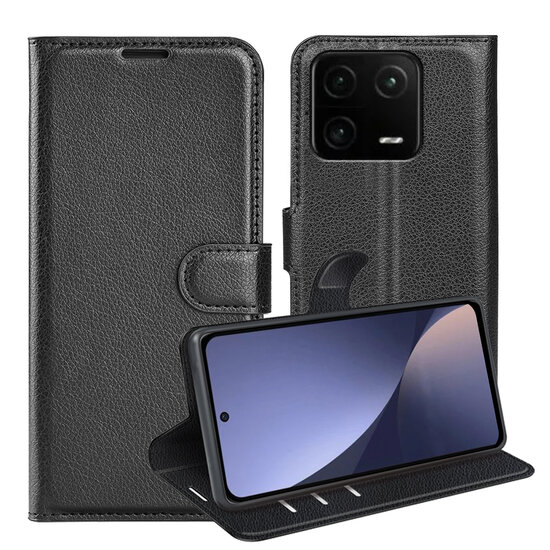 Xiaomi 13 Pro Hoesje - MobyDefend Kunstleren Wallet Book Case (Sluiting Voorkant) - Zwart