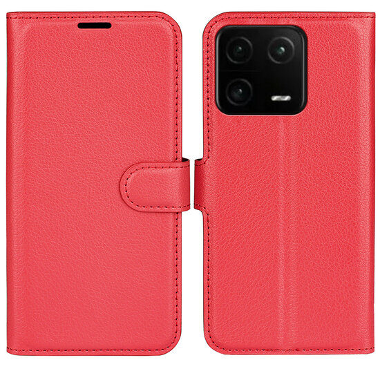 Xiaomi 13 Pro Hoesje, MobyDefend Kunstleren Wallet Book Case (Sluiting Voorkant), Rood