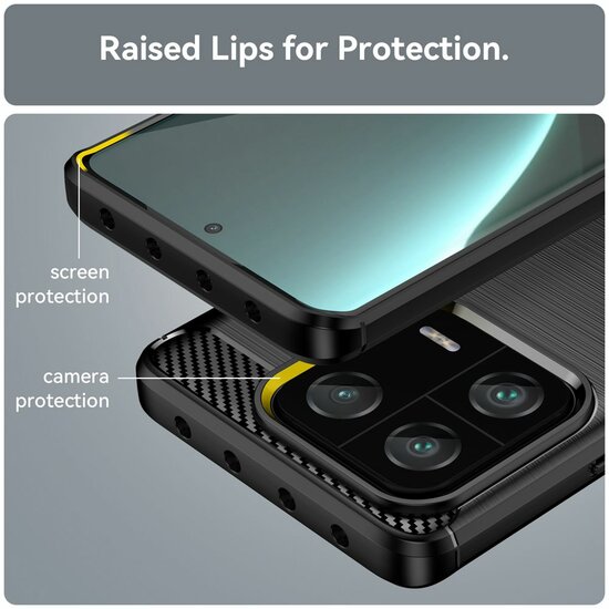 Xiaomi 13 Pro Hoesje - MobyDefend TPU Backcover - Geborstelde Metaal &amp; Carbon-Look - Blauw