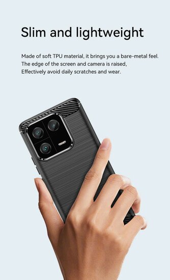 Xiaomi 13 Pro Hoesje - MobyDefend TPU Backcover - Geborstelde Metaal &amp; Carbon-Look - Blauw