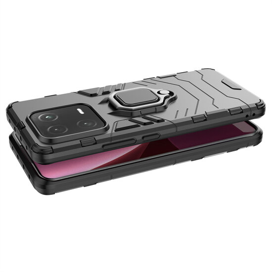Xiaomi 13 Pro Hoesje - MobyDefend Dubbelgelaagde Pantsercase Met Standaard - Zwart