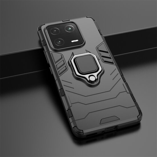 Xiaomi 13 Pro Hoesje - MobyDefend Dubbelgelaagde Pantsercase Met Standaard - Zwart