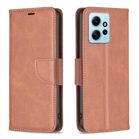 Xiaomi Redmi Note 12 5G Hoesje, MobyDefend Wallet Book Case Met Koord, Bruin