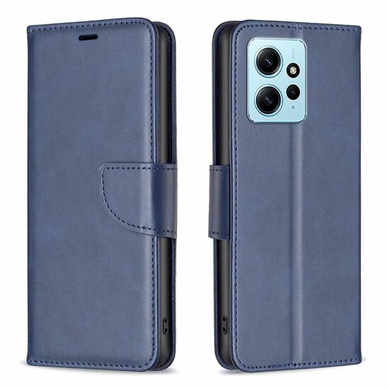 Xiaomi Redmi Note 12 5G Hoesje, MobyDefend Wallet Book Case Met Koord, Blauw