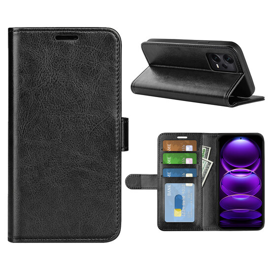 Xiaomi Redmi Note 12 Pro Plus 5G Hoesje - MobyDefend Wallet Book Case (Sluiting Achterkant) - Zwart