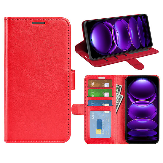 Xiaomi Redmi Note 12 Pro Plus 5G Hoesje, MobyDefend Wallet Book Case (Sluiting Achterkant), Rood