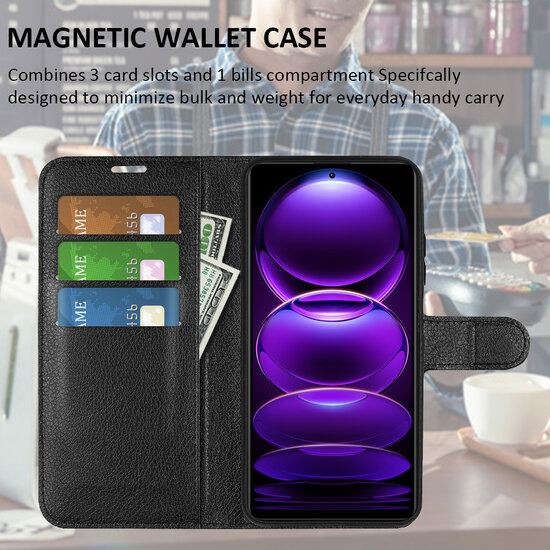 Xiaomi Redmi Note 12 Pro Plus 5G Hoesje - MobyDefend Kunstleren Wallet Book Case (Sluiting Voorkant) - Zwart