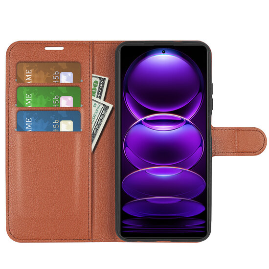 Xiaomi Redmi Note 12 Pro Plus 5G Hoesje, MobyDefend Kunstleren Wallet Book Case (Sluiting Voorkant), Bruin