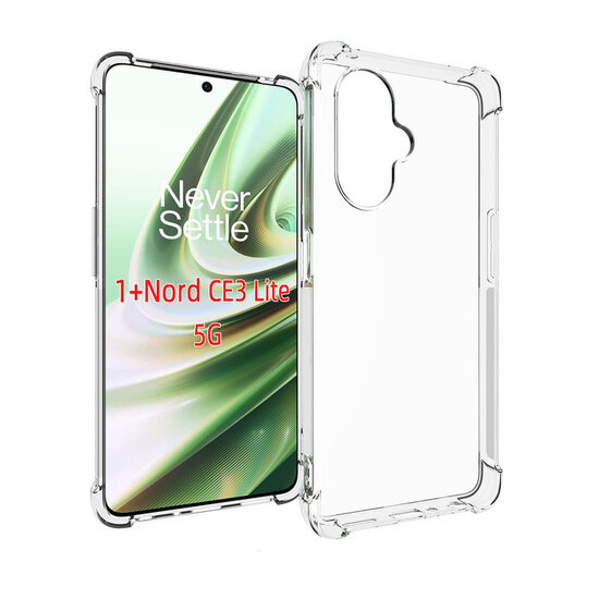 OnePlus Nord CE 3 Lite Hoesje - MobyDefend Transparante Shockproof TPU Backcover - Verstevigde Hoeken - Volledig Doorzichtig