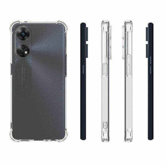 Oppo Reno8 T Hoesje, MobyDefend Transparante Shockproof TPU Gelcase, Verstevigde Hoeken, Volledig Doorzichtig