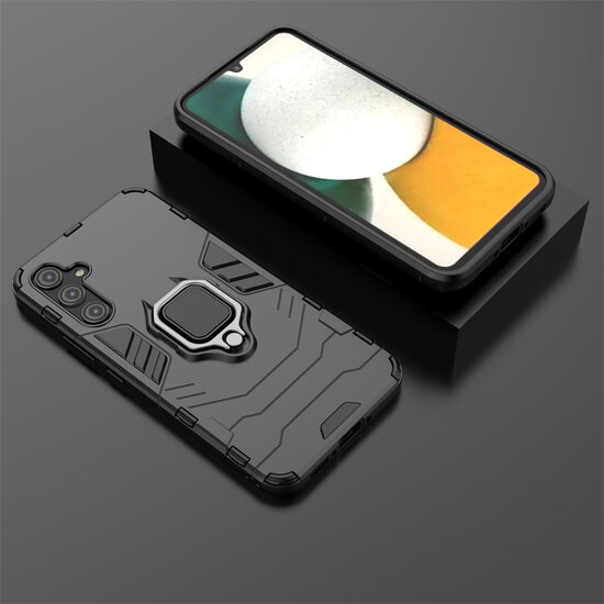 Samsung Galaxy A34 Hoesje - MobyDefend Dubbelgelaagde Pantsercase Met Standaard - Blauw