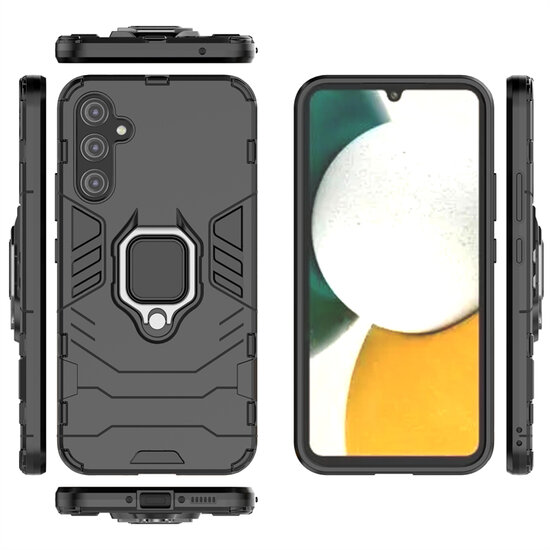 Samsung Galaxy A34 Hoesje - MobyDefend Dubbelgelaagde Pantsercase Met Standaard - Blauw