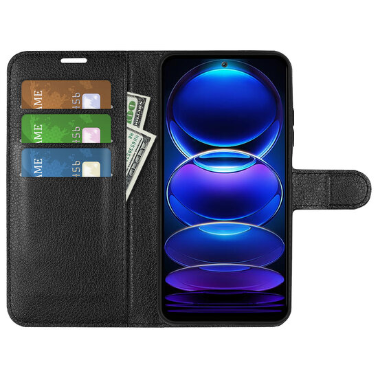 Xiaomi Redmi Note 12 5G Hoesje - MobyDefend Kunstleren Wallet Book Case (Sluiting Voorkant) - Zwart