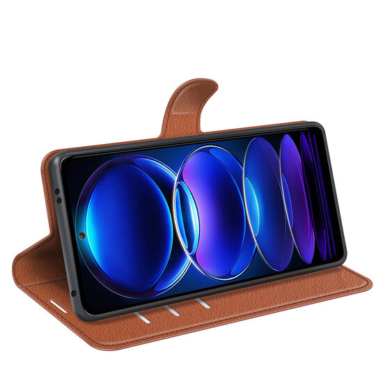 Xiaomi Redmi Note 12 5G Hoesje - MobyDefend Kunstleren Wallet Book Case (Sluiting Voorkant) - Bruin
