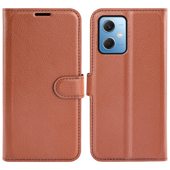 Xiaomi Redmi Note 12 5G Hoesje - MobyDefend Kunstleren Wallet Book Case (Sluiting Voorkant) - Bruin
