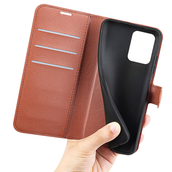 Xiaomi Redmi Note 12 5G Hoesje - MobyDefend Kunstleren Wallet Book Case (Sluiting Voorkant) - Bruin