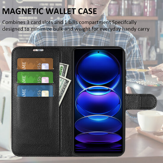Xiaomi Redmi Note 12 Pro 5G Hoesje - MobyDefend Kunstleren Wallet Book Case (Sluiting Voorkant) - Zwart