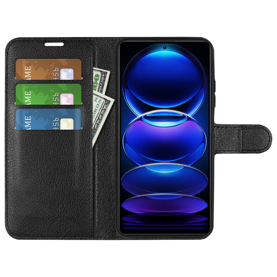 Xiaomi Redmi Note 12 Pro 5G Hoesje, MobyDefend Kunstleren Wallet Book Case (Sluiting Voorkant), Zwart