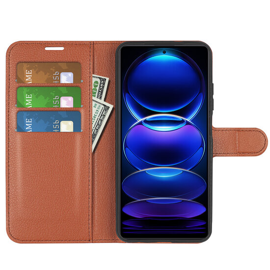 Xiaomi Redmi Note 12 Pro 5G Hoesje, MobyDefend Kunstleren Wallet Book Case (Sluiting Voorkant), Bruin
