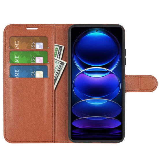 Xiaomi Redmi Note 12 Pro 5G Hoesje - MobyDefend Kunstleren Wallet Book Case (Sluiting Voorkant) - Bruin