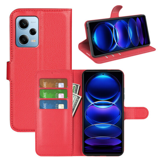 Xiaomi Redmi Note 12 Pro 5G Hoesje - MobyDefend Kunstleren Wallet Book Case (Sluiting Voorkant) - Rood