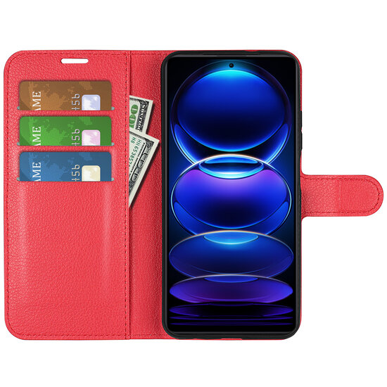 Xiaomi Redmi Note 12 Pro 5G Hoesje - MobyDefend Kunstleren Wallet Book Case (Sluiting Voorkant) - Rood