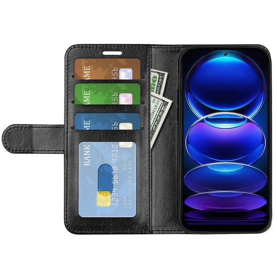 Xiaomi Redmi Note 12 5G Hoesje - MobyDefend Wallet Book Case (Sluiting Achterkant) - Zwart