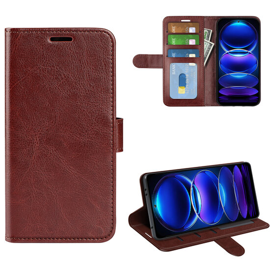 Xiaomi Redmi Note 12 5G Hoesje - MobyDefend Wallet Book Case (Sluiting Achterkant) - Bruin