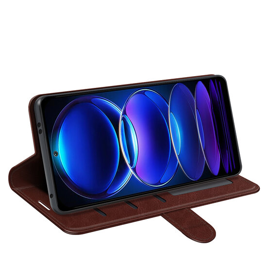 Xiaomi Redmi Note 12 5G Hoesje - MobyDefend Wallet Book Case (Sluiting Achterkant) - Bruin