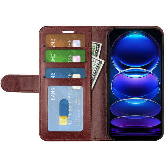 Xiaomi Redmi Note 12 5G Hoesje - MobyDefend Wallet Book Case (Sluiting Achterkant) - Bruin