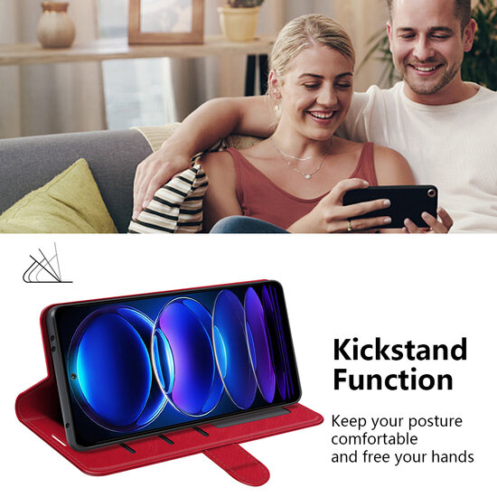 Xiaomi Redmi Note 12 5G Hoesje - MobyDefend Wallet Book Case (Sluiting Achterkant) - Rood