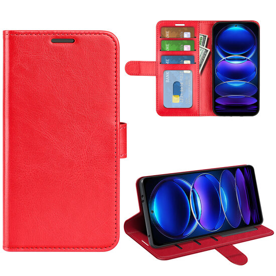 Xiaomi Redmi Note 12 5G Hoesje - MobyDefend Wallet Book Case (Sluiting Achterkant) - Rood
