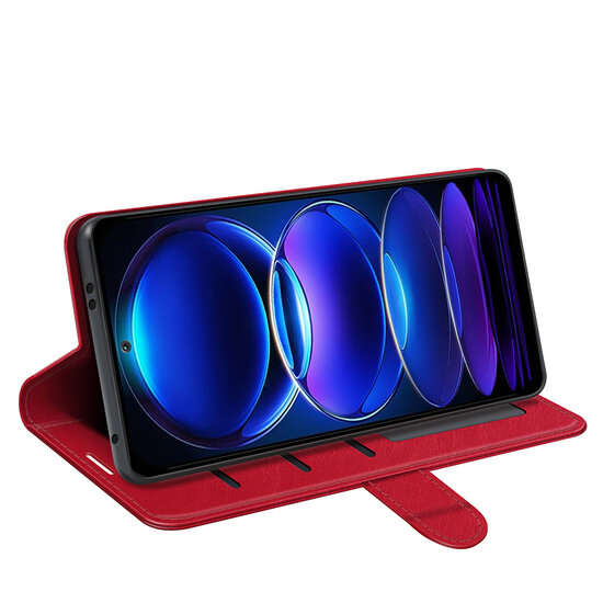 Xiaomi Redmi Note 12 5G Hoesje - MobyDefend Wallet Book Case (Sluiting Achterkant) - Rood