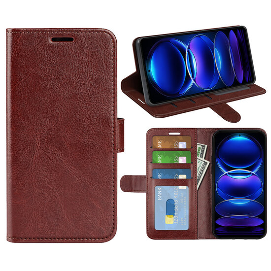 Xiaomi Redmi Note 12 Pro 5G Hoesje - MobyDefend Wallet Book Case (Sluiting Achterkant) - Bruin