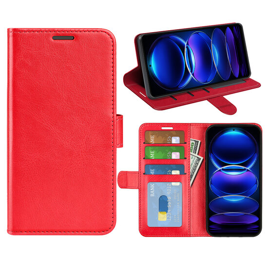 Xiaomi Redmi Note 12 Pro 5G Hoesje - MobyDefend Wallet Book Case (Sluiting Achterkant) - Rood