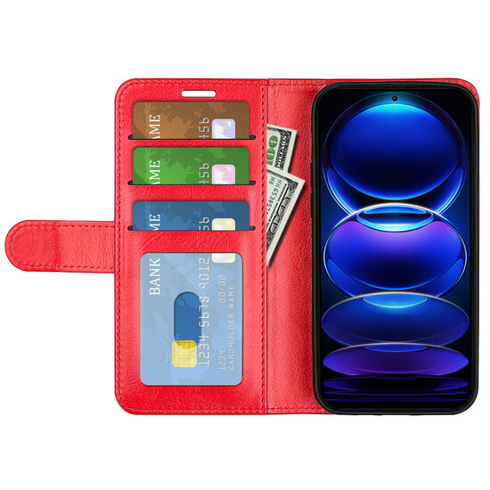 Xiaomi Redmi Note 12 Pro 5G Hoesje - MobyDefend Wallet Book Case (Sluiting Achterkant) - Rood