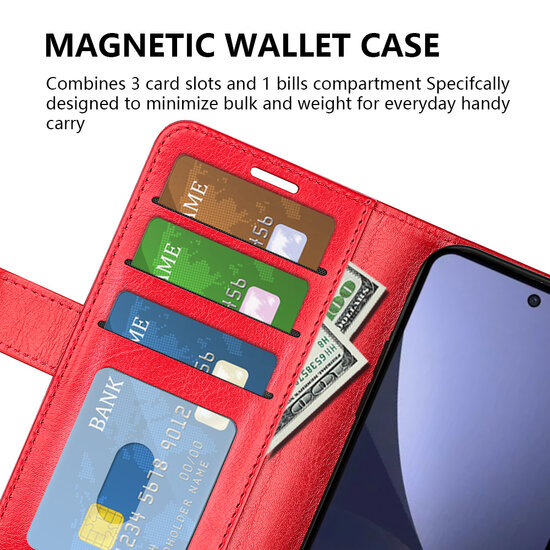 Xiaomi 13 Hoesje, MobyDefend Wallet Book Case (Sluiting Achterkant), Bruin