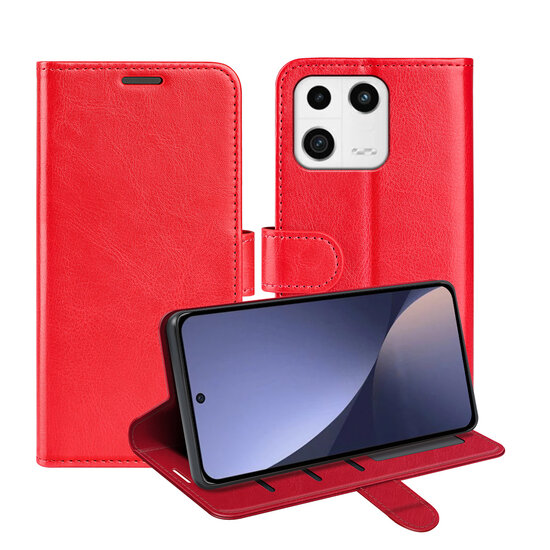 Xiaomi 13 Hoesje, MobyDefend Wallet Book Case (Sluiting Achterkant), Rood