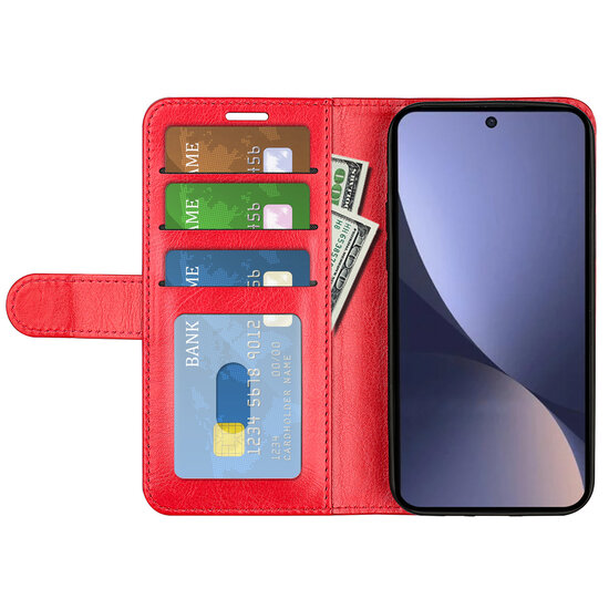 Xiaomi 13 Pro Hoesje, MobyDefend Wallet Book Case (Sluiting Achterkant), Rood