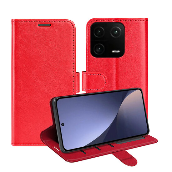 Xiaomi 13 Pro Hoesje, MobyDefend Wallet Book Case (Sluiting Achterkant), Rood