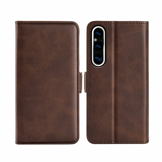 Sony Xperia 1 V Hoesje - MobyDefend Luxe Wallet Book Case (Sluiting Zijkant) - Bruin